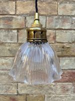 Antique 1909 Holophane Prismatic Glass Pendant Light – Original Brass Gallery