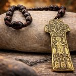 Anglican Rosary Beads –Handmade in Scotland, Maple Brass Celtic Carndonagh Cross