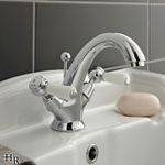 Hudson Reed Topaz Lever Mono Basin Mixer Tap Dual Handle & Pop-Up Waste Chrome