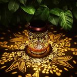 Retro Solar Hanging Lantern Hollow Carved Projection Lamp Waterproof Solar Light