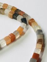 Genuine Gemstone 42cm Strand of Graduated Multicolored Moonstone Cube Beads.
