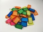 Coloured Small Plastic Key Fobs Luggage ID Tags Labels Key rings with Name Cards
