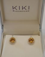 HIGH-END 18K KIKI MCDONOUGH GRACE CITRINE & DIAMOND STUD EARRINGS - UNWORN COND