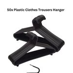 50 x Adult Black Coat Hangers Hanger Coathanger Strong Plastic Clothes Trousers