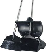 Heavy Duty Long Handled Dustpan and Brush Set, Wheel Attached Standing Dust Pan