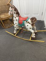 Vintage Mobo tin plate rocking horse, 1950s collectable decorative item