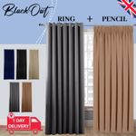 THERMAL BLACKOUT CURTAINS READY MADE EYELET RING TOP OR PENCIL PLEAT +2 TIE BACK