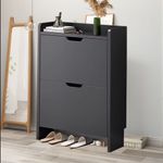 2 Drawer Shoe Rack Shoes Storage Cabinet Wooden Cupboard Organiser Holder Stand