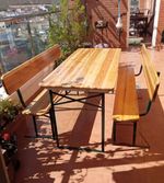 Wooden Beer Table 2 Bench Set Rustic Garden Folding Party Pub Trestle Chair Seat