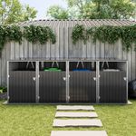 Four Wheelie Bin Storage Metal Store Cover Garden Rubbish Dustbin Keeping 4 Shed