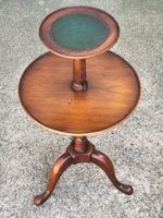 Vtg Signed Alfred Assid Mahogany Two-Tier Dumbwaiter Rotating Butler's Table