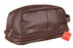 Large Real Leather WASH BAG Zipped Toiletries Shaving Travel Cosmetic Bag Pouch