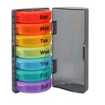 Rainbow TABLET Pill MEDICINE SORTER Stack & CASE 7 WEEK Day AM PM Morning Night