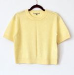 Oliver Bonas Pale Yellow Soft Short Sleeve Wool Blend Crew Neck Knitted Jumper