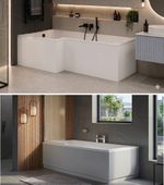 Bath Side Panel L Shaped Straight  PVC Bathroom End Bath tub White Grey Silver