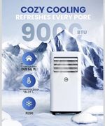 9000 BTU Portable Air Conditioner White Single Hose R290 Remote Dehumidifier