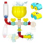 Baby Bath Toys 11 PCs Water Pipes Shower Game 2 PCs Wind-Up Car Land & Water Toy