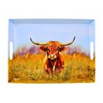 Serving Tray Highland Cow Design 38cm Melamine Rectangle Food Meal Snacks Dining