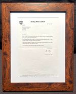 Stirling Moss F1 Legend 100% Guaranteed Hand Signed Letter & COA - Wood Framed