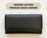 Soft Luxury Black Leather Tobacco Pouch Organiser Zip & Rolling Paper Pocket