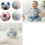 Baby Boys White & Blue "My First Football" Soft Toy & Rattle Baby Gift
