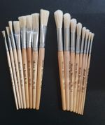 Short Handle Hog Hair Bristle Round Flat Artist Art Craft Paint Brush Many Sizes