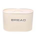 Bread Bin Cream Metal Kitchen Countertop Food Storage Container Airtight Oval
