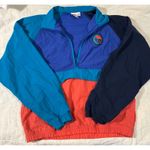 Vintage Wilson Colorblock Windbreaker Blue Teal Coral 1/4 Zip Volleyball XL