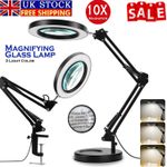 10X Magnifier Glass LED Desk Lamp With Light Stand Clamp Beauty Magnifying Lamp