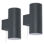Litecraft Bao Up& Down Outdoor Wall Light Solar Power LED in Anthracite - 2 Pack