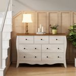 Freestanding Dresser Chest of Drawers 7-Drawer Cabinet w/4 Big Drawers-Grey