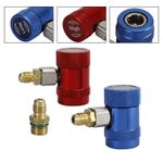 Adjustable AC R134A Quick Coupler Connector Adapter High/Low 1/4" HVAC Set UK