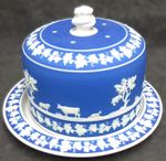 Antique 1882 Dudson Ironstone Blue Jasperware Style Cake / Cheese Dome