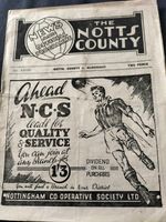 VINTAGE NOTTS COUNTY V ALDERSHOT 30TH OCTOBER 1948 DIVISION 3 SOUTH