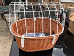 Luggage Rack Wicker Basket/Carrier with Wire/Mesh Cover for small Dog/Cat