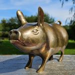 Large Brass Pig Big Heavy Country Farm Decor Mcm Vintage Ornament Figure Piggy