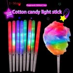 50X LED Cotton Candy Floss Glow Sticks Light Flashing Stick Cone Kids Party Fun
