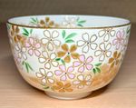Japanese Kyo Ware Matcha Tea Bowl Chawan Ceramic Hand Painted Cherry Blossoms