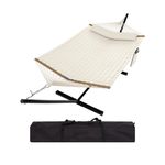 Garden Hammock, Portable 2 Person Hammock with Stand, Storage Bag, Soft Pillow