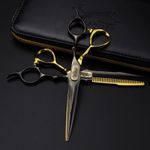 Jaguar Style Black And Gold Professional Barbers Hairdresser Scissors Set 6”inch