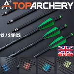 12/24pcs Archery 20in Carbon Bolts Arrows OD 8.8mm for Mini Bow Hunting Shooting