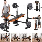 600lbs Weight Bench Adjustable Bench Press Set with Squat Rack Olympic Workout