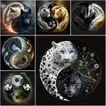 Full Drill Yin Yang Animals 5D Diamond Painting Embroidery Cross Stitch Decor