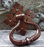 RECLAIMED VERY LARGE 15cm GOTHIC IRON CHURCH TREFOIL TWIST HANDLE DOOR PULL #G10