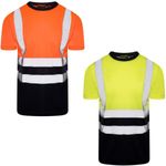 HI VIS VIZ T SHIRT SHORT SLEEVE HIGH VISIBILITY CREW NECK SAFETY WORK WEAR SIZE