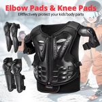 Kids Motorcycle Motocross Bike Chest Back Body Armour Protector Vest Kneepad Set