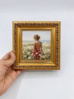 Woman Flower Field Kitchen Decor Custom Original Oil Painting from photo