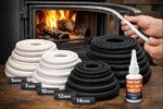 STOVE ROPE DOOR SEAL LOG WOODBURNING STOVE OVEN FIRE BOILER GASKET 4mm-16mm+GLUE