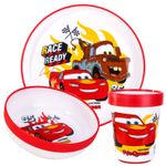 Cars 3pcs Bicolor Kids Childrens Dinner Set Plate, Bowl & Tumbler