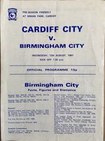 CARDIFF CITY v BIRMINGHAM CITY, 12/08/1981, PRE-SEASON FRIENDLY @ NINIAN PARK